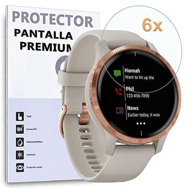 Protector de Pantalla para Garmin VENU 36mm - Forerunner 165 - Forerunner 165 Music, Reloj SmartWatch, Premium (Pack 6X)