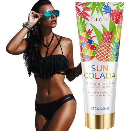 Suncolada Crema Solarium & Crema Bronceadora - Loción Bronceadora & Acelerador del Bronceado con Fórmula Piel Feliz - Crema para Cama Solar para Bronceado Rápido - Aroma de Piña