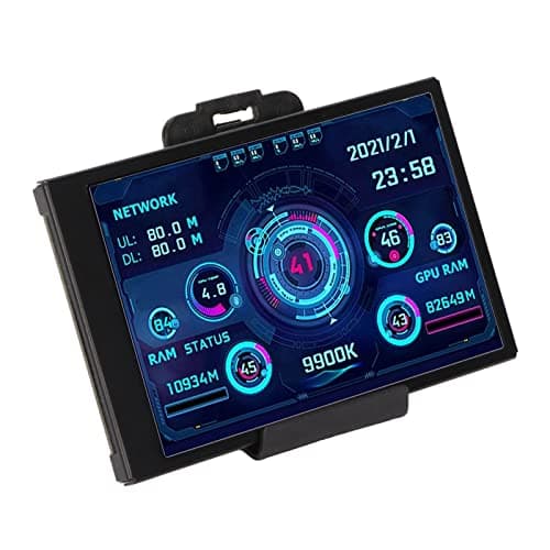 PUSOKEI Sensor de PC con Mini Pantalla USB IPS de 3,5 Pulgadas, CPU, GPU, Pantalla de Panel de Monitor de Temperatura de Uso de RAM, Pantalla Extendida de Host, Rotación de 360°, para PC con