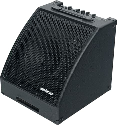 Woodbrass D30BT - Amplificador para batería electrónica (amplificador Bluetooth de 30 W, ideal para baterista principiante, aficionado, pro, potente, robusto, pan, inclinado: perfecto para jugar en