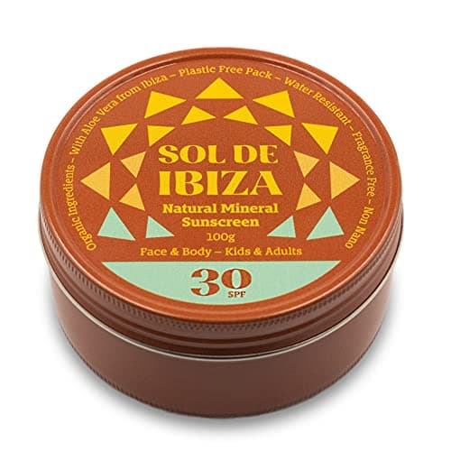 Sol De Ibiza - Protector Solar Mineral SPF30 - Cara & Cuerpo - Ingredientes Naturales - Óxido de Zinc Non Nano - Vegano - Resistente al agua - Adultos & Niños - 100g - NUEVA TEXTURA CREMOSA