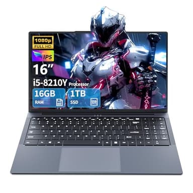 Ordenador portátil 16 Pulgadas, Portatil Gaming Core i5 hasta 3,60 GHz, 16GB RAM 1TB SSD Laptop, IPS FHD de 1920 x 1200 para Pc Portatil, Teclado retroiluminado de tamaño Completo, Mini HDMI, WiFi 5