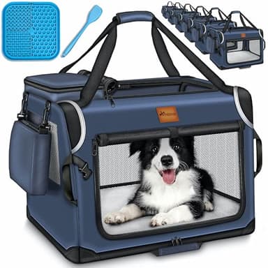 TRESKO® Caja Plegable para Perros con Alfombrilla para Fugas, espátula y Reflectores S 50x34x34 cm, para Perros y Gatos, Caja de Transporte para Perros pequeños y Grandes