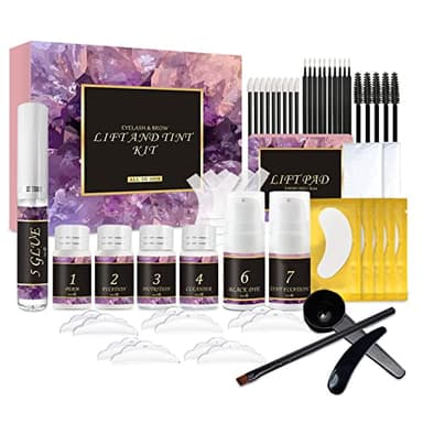 Joyeee Lifting Pestañas Kit Profesional, Laminación de Cejas y Set de Tintado (Negro), 2 en 1 Lifting Pestañas y Cejas Kit Profesional, para Uso Doméstico de Salón