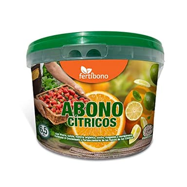 FERTIBONO Abono Citricos Premium para Limonero y Naranjos, 20-5-10 con Hierro, Calcio, Mat. Orgánica, Azufre, Magnesio y Manganeso - Evita Amarillo en Hojas, Fortalece Raíces y Mejora Frutos (6,5Kg)