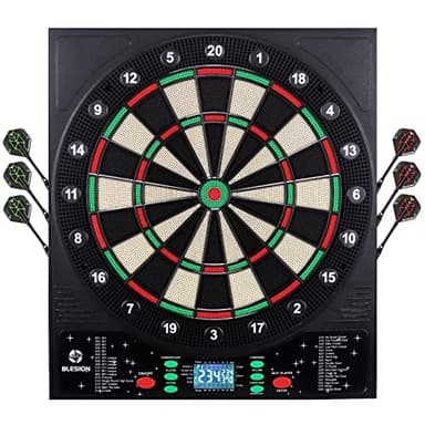 BLESION Diana electrónica de Dardos Digital, Tablero de Dardos Profesional con 6 Dardos, Marcador de Pantalla LED y Efectos de Sonido, Funciona Pilas o cablestrónica, para Fiestas, Unisex Adulto