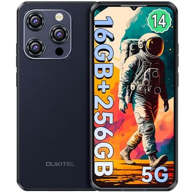 OUKITEL WP52 Movil Irrompible 5G - 6.6'' HD+ Pulgadas con Corning Movil Irrompible Android 14, 16GB+256GB (2TB Ampliable), Batería 6500mAh Smartphone, Cámara 48MP+8MP, Face ID, NFC/OTG/BT5.2/OTG,Azul