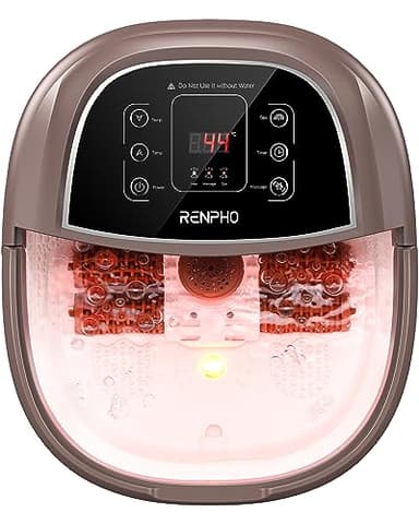 Masajeador de Baño para Pies RENPHO con Calentamiento Rápido, Masaje Automático y Potentes Chorros de Burbujas, Rodillos de Masaje Shiatsu, Pedicura Spa para Pies Cansados, Regalo dia de la madre