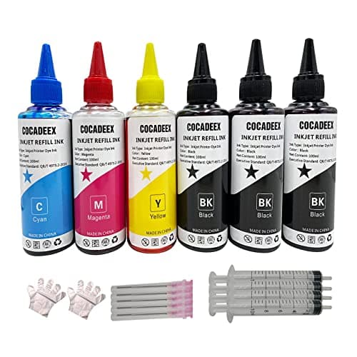 COCADEEX Kit de recarga de tinta de 600 ml compatible con impresoras de inyección de tinta de escritorio HP Canon Brother Epson Lexmark