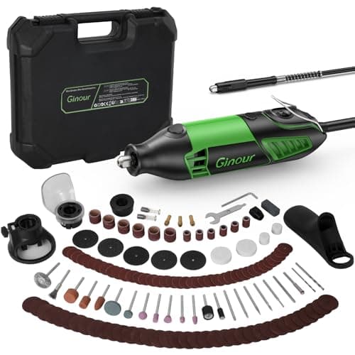 Ginour Mini Amoladora 200W Multiherramienta Eléctrica Herramienta Rotativa Multifuncional 135 Accesorios 6 Velocidad Variable 8000-35000 RPM