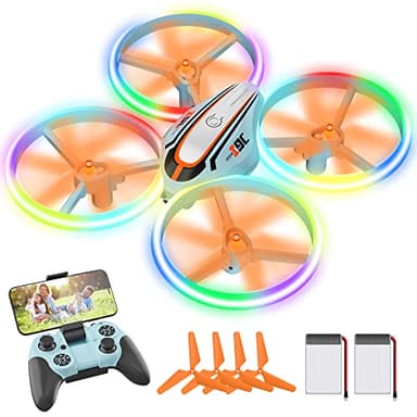 i9C Drone con Cámara para Niños,Mini Dron con Luces de Colores,Regalos y Juguetes Helicóptero RC Quadcopter para Principiantes con Control de Gestos,Retención de Altitud,Modo sin Cabeza,2 Baterías
