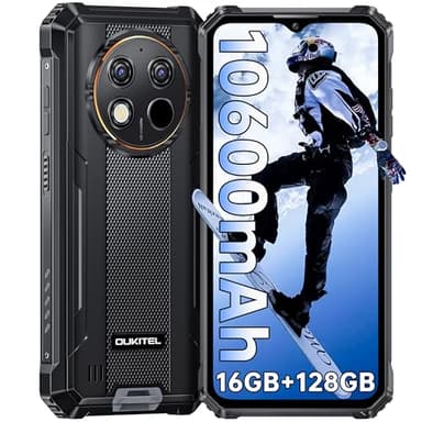 OUKITEL WP28S Movil Resistente - 10600mAh Movil Irrompible, 16GB RAM+128GB ROM(TF 1TB) Móvil Rugerizado Android 14, 6.52'' HD Pulgadas, Cámara 13MP+5MP, 95dB Altavoz, Dual 4G SIM/NFC/OTG/GPS, Negro