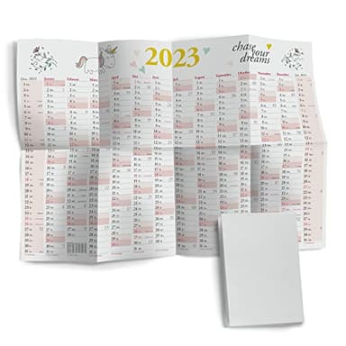 Primus Print 2023 - Calendario de pared XXL plegable/enrollado, formato A1, 594 x 841 mm, incluye días festivos, planificador anual, planificador (unicornio, plegado)