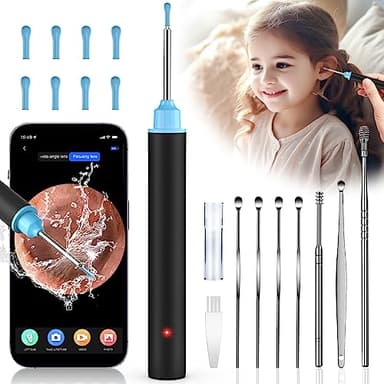 VIYSPNV Otoscopio Digital 1920P HD Cámara de Limpieza de Oído Recargable WiFi Impermeable Tipo C Herramienta Portátil con 6 Luces LED para iOS Android y Tablet