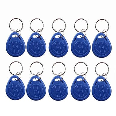 HFeng 125KHz T5577 / EM4305 Inscriptible RFID Llavero NFC Etiquetas Token Proximidad ID Control de Acceso Llave Tarjeta Fob para Sistema de Entrada de Seguridad Color Azul (10)