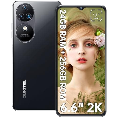 OUKITEL C38 Telefonos Moviles Libres - 6.6" Pantalla 2K HD+ Teléfonos Inteligentes, 24GB+256GB/1TB Celulares, Batería 5150mAh, Cámara 48MP+32MP Smartphone, 4G Dual SIM/OTG/GPS/Fingerprint/Face ID