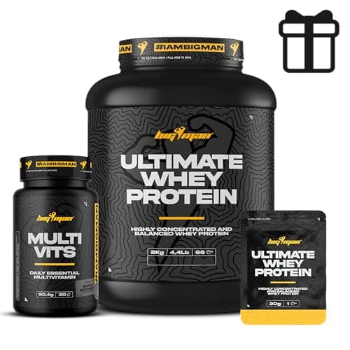 Pack BigMan Ultimate Whey Protein 2 kg + MULTI VITS Perlas 30 caps + MUESTRAS (CHOCOLATE) | Aumenta el crecimiento muscular | Entrenamientos intensos | Máxima asimilación