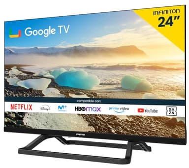 Infiniton TV LED 24 Pulgadas INTV-A24G24 HD - Google TV Oficial - Smart TV - Chromecast - DVB-T2 & DVB-S2 - WiFi - USB Grabador (24 Pulgadas)