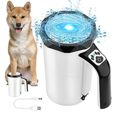 MYPIN Limpiador Patas Perro Eléctrico, 2 en 1 Lavar Patas Perro 7.4V Recargable con Cepillo de Silicona Suave Extraíble para Limpia Patas Perro y Gatos (Negro)