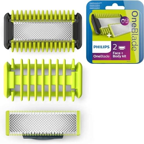 Philips OneBlade, Cuchillas de Repuesto Originales Para Recortador Barba, Máquina Afeitar Hombre y Afeitadora Corporal,Incluye Kit Cuerpo, Compatible con todos los OneBlade, Pack 2 unidades, QP620/50