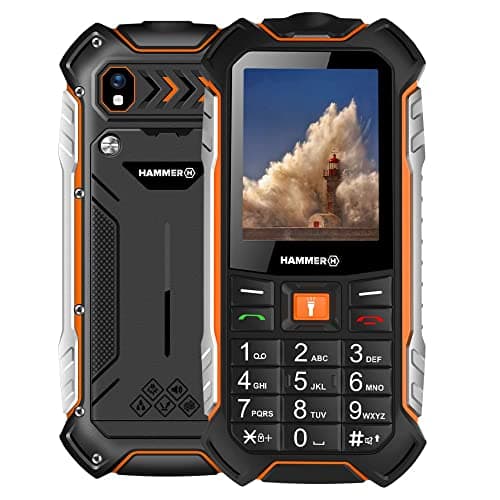 Hammer H Smartphone Power LTE, Robusto, Mega batería de 3100 mAh, 2.4", Resistente al Agua (IP68), a Prueba de Golpes, Dual-SIM, Bluetooth, teléfono Celular con Botones, Black