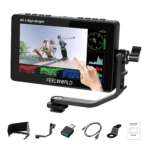 FEELWORLD F5PROX Monitor de Campo para Cámara Pantalla Táctil 3D LUT de 5,5 Pulgadas y 1600 nits 1920x1080 IPS 4K HDMI Monitor de Cámara DSLR F970 Kit de Montaje Externo