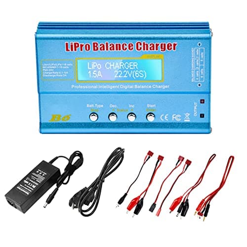 Diymore Cargador de batería Lipo,Cargador Lipo de 80W,6A Balance Charger,RC Hobby Battery Balance Barger con Adaptador para Lipo Li-Ion Life Nicd Nimh PB