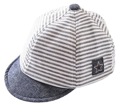 GEMVIE Gorro de Béisbol para Bebe Niño Verano Protector del Sol Gorra Niña Playa Rayas Clasicas Algodón Gris 6-12 Meses