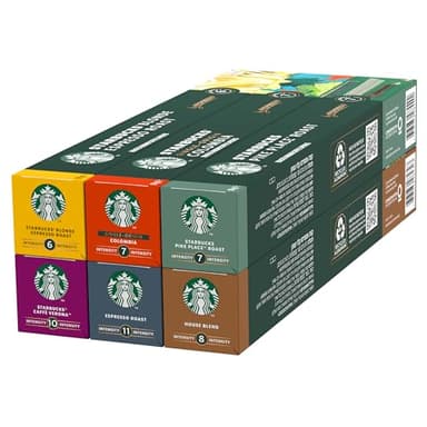STARBUCKS Paquete Variado de Nespresso, Cápsulas de Café de Diferentes Intensidades 6 x 10 (60 Cápsulas) - Exclusivo de Amazon