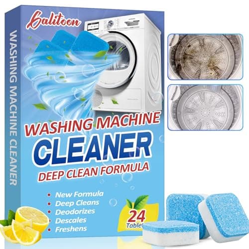 Limpia Lavadoras, Paquete de 24 Limpiadores para Lavadora para HE Top Load y Front Loader, Producto para Limpiar Lavadora, Limpieza del Tambor Interno y Sello del Tubo de Lavado (1, Azul)