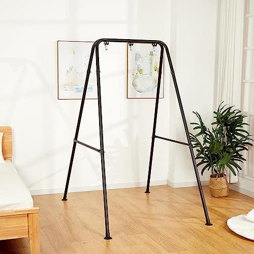 SELFLA Soporte Plegable para Hamaca, Soporte portátil para Silla de Hamaca, Marco Plegable Resistente para Interior o Exterior, fácil de Montar y almacenar (Silla de Hamaca no incluida) - Negro
