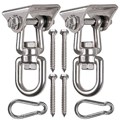 WAREMAID 2 Piezas 360° Girar Ganchos de Techo, Acero Inoxidable Anclaje para Pared Soporte Columpio, Colgador de Saco de Boxeo para Patio de Recreo, Gym,Cuerda,Hamaca Silla, Columpio de Yoga, 450kg