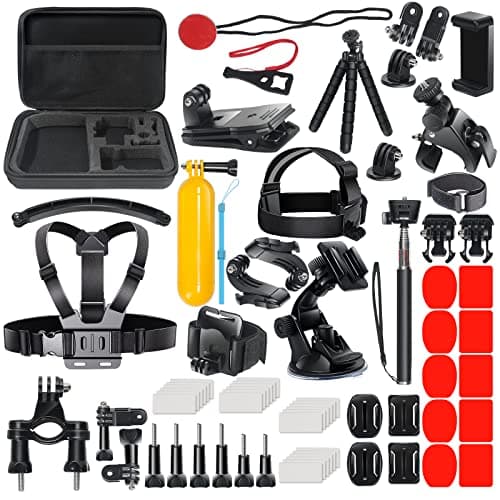 DIKER Accesorios GoPro, Kit de Accesorios para Cámara de Acción 70 en 1, Soporte Cámara de Acción Compatible con GoPro Hero 13 12 11 10 9 8 MAX Black Insta360 AKASO DJI OSMO y Otras cámaras Deportivas