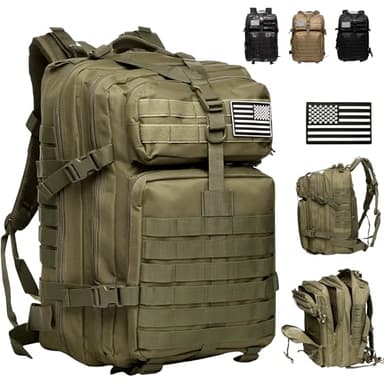 JUPPLIES Mochila Tactica Militar 45L Oxford 600D con Sistema Molle – Mochila Senderismo para Emergencias de 3 Dias para Caza y Acampadas - Impermeable, Moto, Crossfit, Gym y Viajes (Verde)