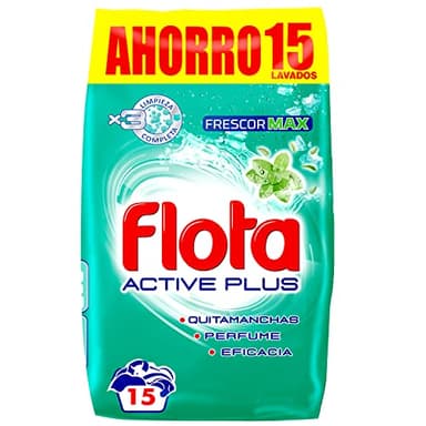 FLOTA | Frescor Max | Detergente Lavadora en Polvo | Ropa Blanca y de Color | Antimanchas y Antiolores | 15 Lavados, 825 g