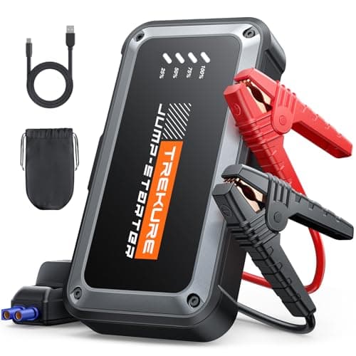 TREKURE 4500A Arrancador de Baterias de Coche (hasta 9,0 L de Gas o 8,5 L de Diésel), Arrancador de Coches Portatil Protección Inteligente, Linterna LED de 300 LM con 4 Modos