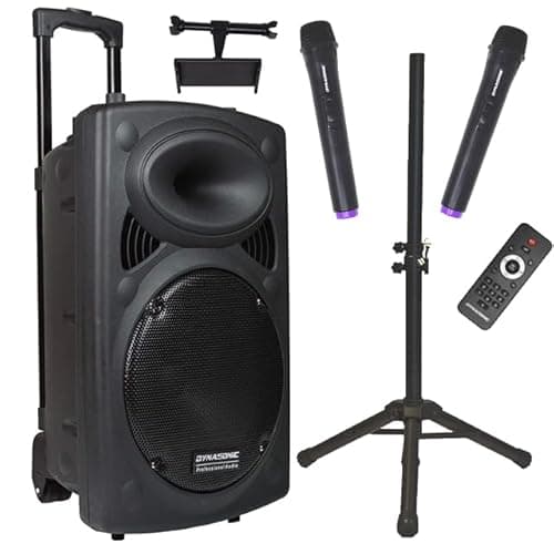 DYNASONIC - DYNAPRO 15 Plus (3ª Generación Pack Tripode) Altavoz Bluetooth Portatil Profesional, Altavoz Bluetooth Potente 1000W 2 microfonos Karaoke, Soporte Tablet y tripode