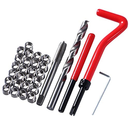 Fongmore Juego de 30 piezas de reparación de roscas de acero inoxidable M8 x 1,25 mm, kit de inserción de reparación de roscas métricas, juego de herramientas manuales compatibles para reparación de