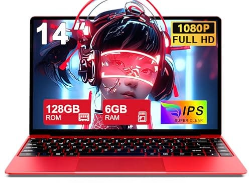 Ordenador Portatil Celeron N4020 Up to 2.8Ghz, Ordenadores Portatiles 14 Pulgadas Win 10 con 5G WiFi 6+128GB SSD Expansión 1TB, BT 4.2 1920*1080 FHD Mini Puerto Multimedia Portatiles Buenos-Rojo