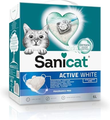 Sanicat - Arena para Gatos Aglomerante Sin perfume, Hecha de minerales naturales con control de olor garantizado, Absorbe la humedad y facilita la limpieza, 6L de capacidad