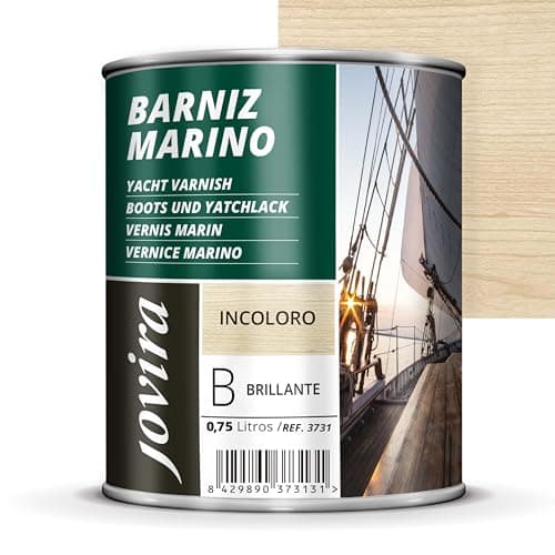JOVIRA PINTURAS Barniz Marino. Para madera exterior-interior, incoloro-transparente. Especial resistencia en ambientes marinos. (750 Mililitros, Brillante)