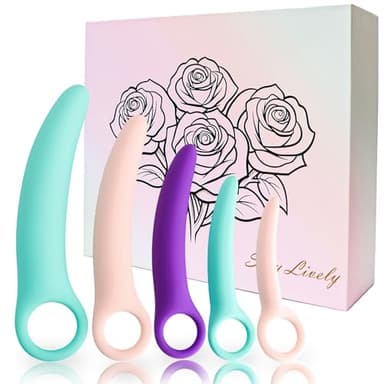 Dilatadores Progresivos, Entrenadores Musculares, Ejercicios para Suelo Pélvico Mujer, 5 Piezas en Colores Pastel, Diseño Curvo con Anillo, con Caja de Regalo