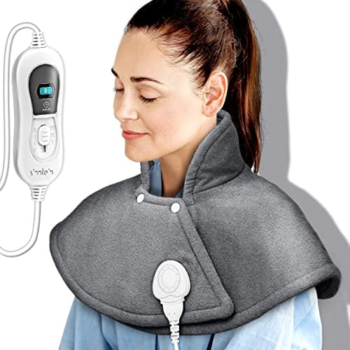 sinnlein Almohadilla Eléctrica para Cervicales, Hombros, Cuellos y Espalda | Manta Térmica con 3 Niveles de Temperatura y Apagado Automático | 100W (Gris)