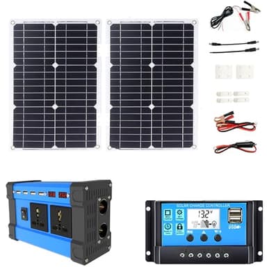 Kit de panel solar, kit completo de panel solar, inversor solar de 4000 W, panel solar impermeable de 18 V/36 W, controlador de 110 V/220 V/30 A con 4 puertos USB y pantalla LED inteligente, 110 V ( S