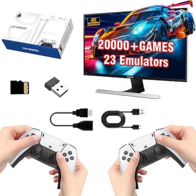 Retro Game Stick 4K HDMI Salida Wireless Retro Handheld Consola de juegos con 20.000 + juegos integrados Plug & Play Videojuegos y Dual 2.4GHz Wireless Controller para TV