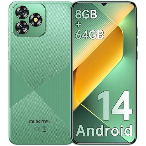 OUKITEL C53 Telefonos Moviles Libres, 6.6“ Pantalla HD+ Smartphone Android 14, 8GB(4+4) RAM+64GB ROM/TF 1TB Teléfono Móvil, Batería 4300mAh, Cámara 13MP, 4G Dual SIM/Octa-Core/GPS - Verde