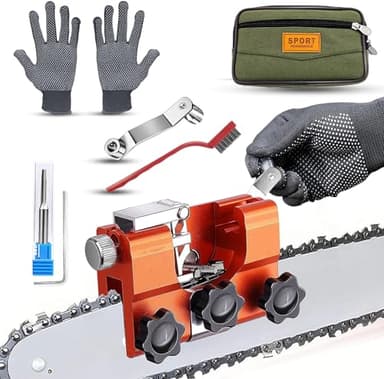 AUMEL Afilador de Cadena de Motosierra, Afilador Motosierra Mejorada para cadena de 3/8'' 1/4'' 0.325", Kit Afilador Cadena Motosierra Universal r para STIHL Husqvarna Serie