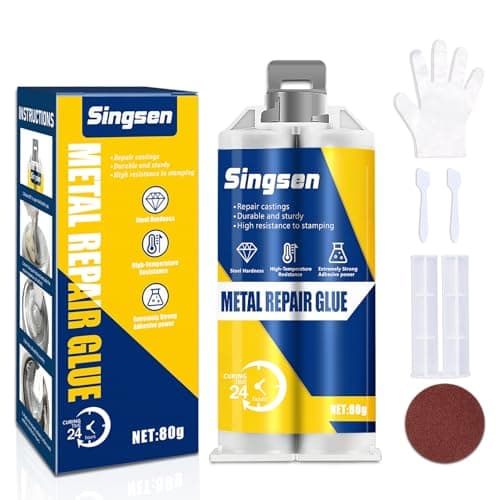 Pegamento de reparación de metales - 80g de epoxi resistente y duradero para metal, plásticos, acero inoxidable, aleación de aluminio y tubos de metal. Adhesivo resistente al calor de alta temperatura