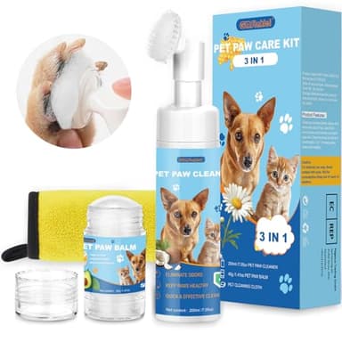 GMStahlei Limpiador Patas Perro, Limpiador Almohadillas Perro, 200 ml, Toalla y Crema Hidratante para Patas de Regalo, Cepillo con Espuma de Lavado en Seco, Ecológico, Limpia Patas Perro