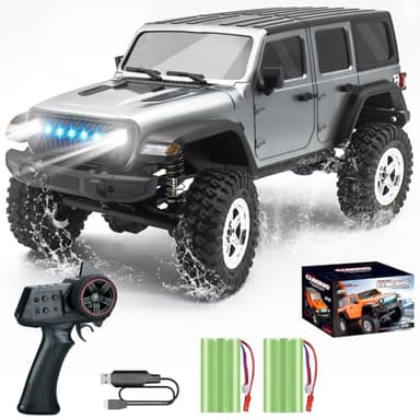 Mostop RC Crawler 1:18 Camión de escalada 4x4 con 2 baterías, camión teledirigido todo terreno Rock Crawler Truck 4WD Off Road RC Jeep con luz fría, impermeable